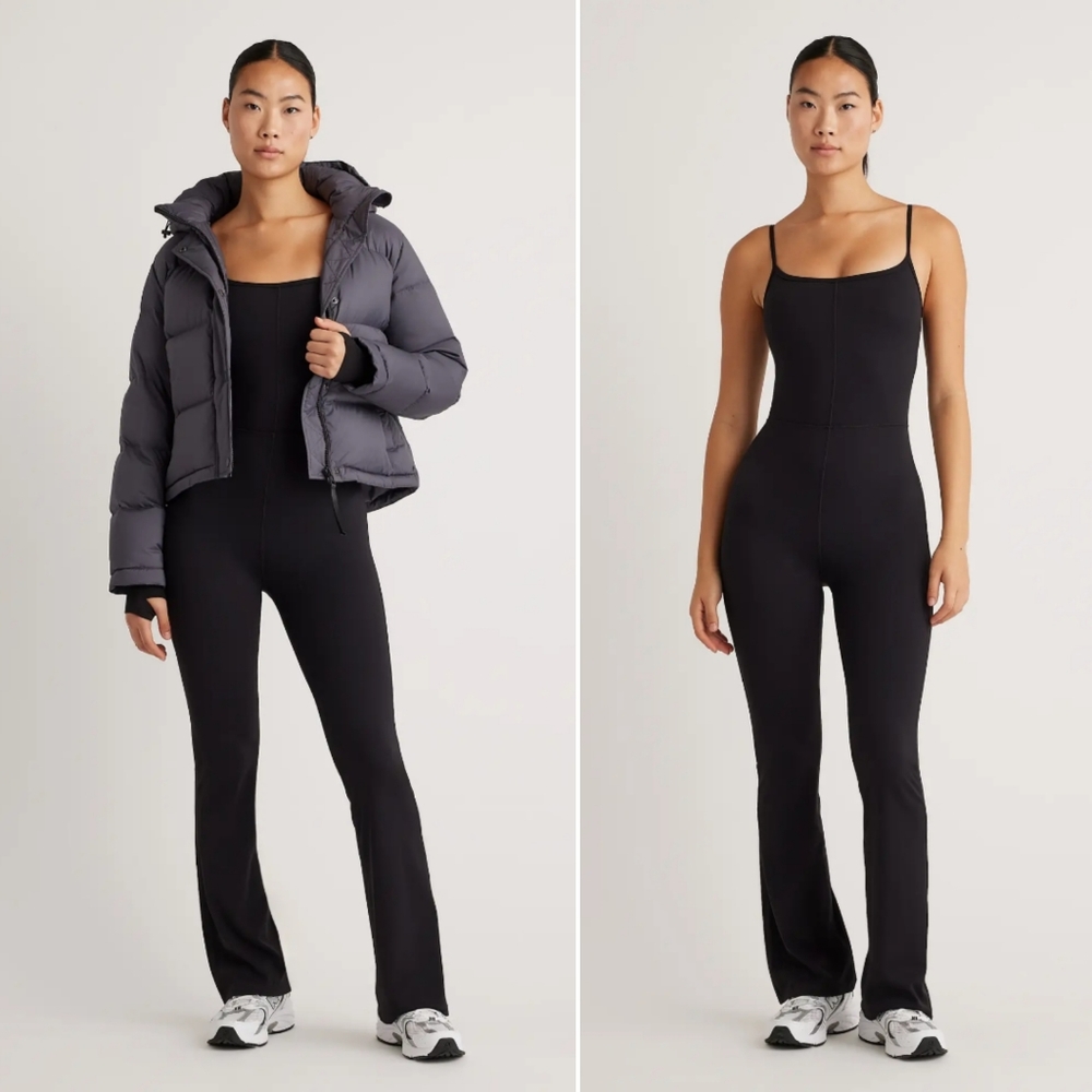 Quince Ultra Form Flare Jumpsuit in Black